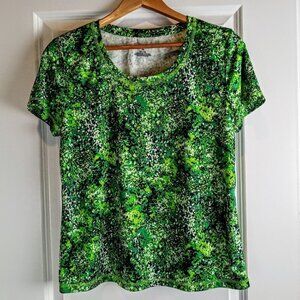 Exertek Bright Green Print Short Sleeve Top
